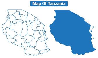 Tanzania simple flat map outline style illustration set vector