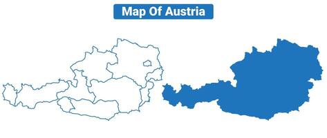 Austria simple flat map outline style illustration set vector
