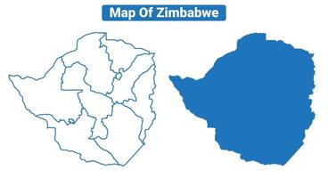 Zimbabwe simple flat map outline style illustration set vector