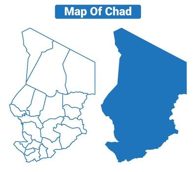 Chad simple flat map outline style illustration set vector