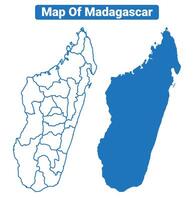 Madagascar simple flat map outline style illustration set vector