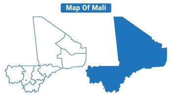 Mali simple flat map outline style illustration set vector