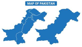 Pakistan simple flat map outline style illustration set vector