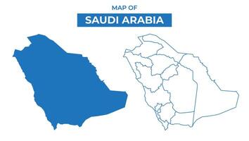 Saudi Arabia simple flat map outline style illustration set vector