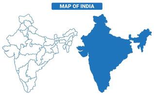 India simple flat map outline style illustration set vector