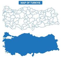 Turkiye simple flat map outline style illustration set vector
