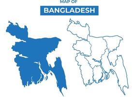 Bangladesh simple flat map outline style illustration set vector