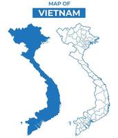 Vietnam simple flat map outline style illustration set vector