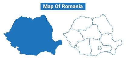 Romania simple flat map outline style illustration set vector