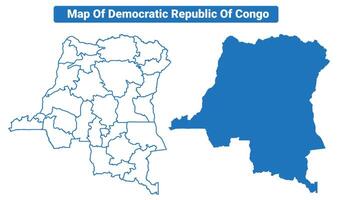 Democratic Republic of Congo simple flat map outline style illustration set vector