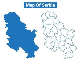 Serbia simple flat map outline style illustration set vector