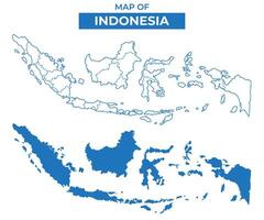 Indonesia simple flat map outline style illustration set vector