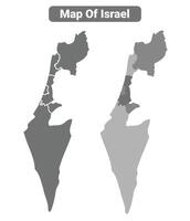 Greyscale Israel political map with borders of region illustration set vector