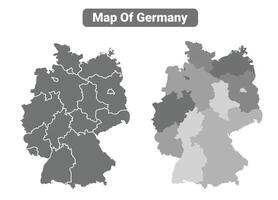 Greyscale Germany political map with borders of region illustration set vector