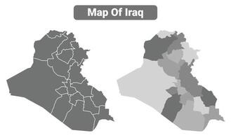 Greyscale Iraq political map with borders of region illustration set vector