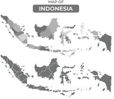 Greyscale Indonesia political map with borders of region illustration set vector