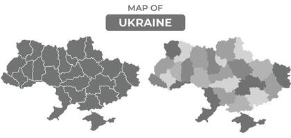 Greyscale Ukraine political map with borders of region illustration set vector