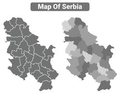 Greyscale Serbia political map with borders of region illustration set vector