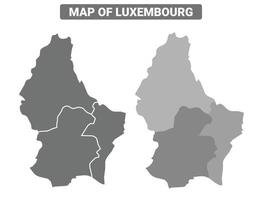 Greyscale Luxembourg political map with borders of region illustration set vector