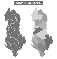 Greyscale Albania political map with borders of region illustration set vector