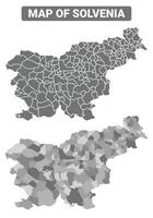 Greyscale Slovenia political map with borders of region illustration set vector