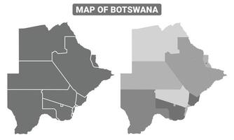 Greyscale Botswana political map with borders of region illustration set vector