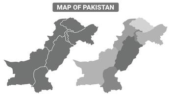 Greyscale Pakistan political map with borders of region illustration set vector