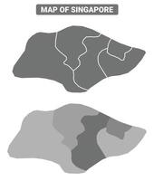 Greyscale Singapore political map with borders of region illustration set vector