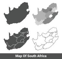 Collection of South Africa country grey political maps set with border outline illustration vector