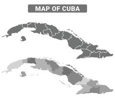 Greyscale Cuba political map with borders of region illustration set vector