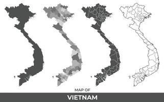 Collection of Vietnam country grey political maps set with border outline illustration vector