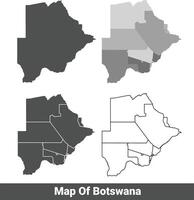Collection of Botswana country grey political maps set with border outline illustration vector