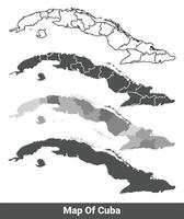 Collection of Cuba country grey political maps set with border outline illustration vector