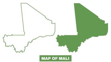 Simple Mali Outline flat map style illustration set vector