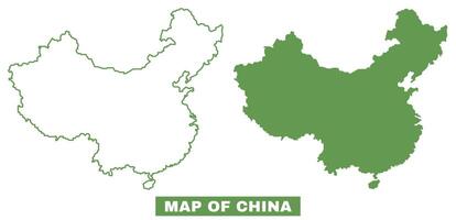 Simple China Outline flat map style illustration set vector