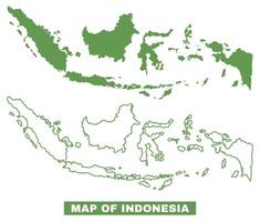 Simple Indonesia Outline flat map style illustration set vector