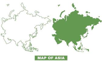 Simple Asia Outline flat map style illustration set vector