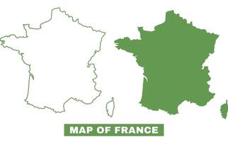 Simple France Outline flat map style illustration set vector