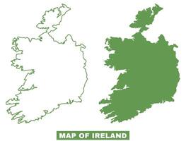 Simple Ireland Outline flat map style illustration set vector