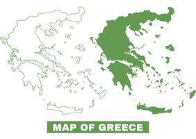 Simple Greece Outline flat map style illustration set vector