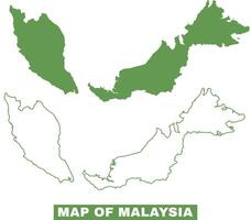 Simple Malaysia Outline flat map style illustration set vector
