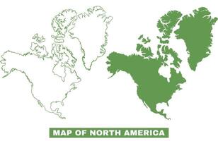 Simple North America Outline flat map style illustration set vector