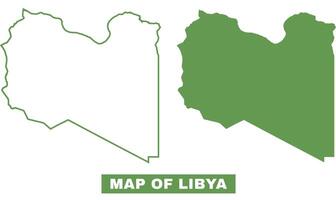 Simple Libya Outline flat map style illustration set vector
