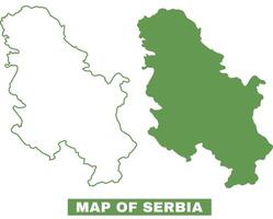 Simple Serbia Outline flat map style illustration set vector