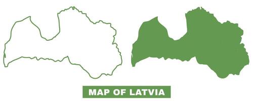 Simple Latvia Outline flat map style illustration set vector