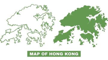 Simple Hong Kong Outline flat map style illustration set vector
