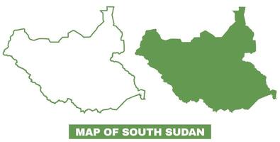 Simple South Sudan Outline flat map style illustration set vector
