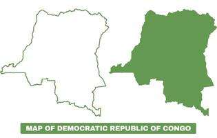 Simple Democratic Republic of Congo Outline flat map style illustration set vector