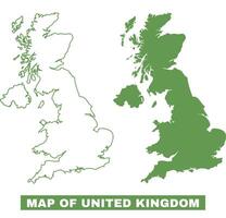 Simple United Kingdom Outline flat map style illustration set vector