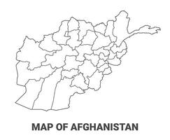 Outline Afghanistan Map With borders of region illustration vector